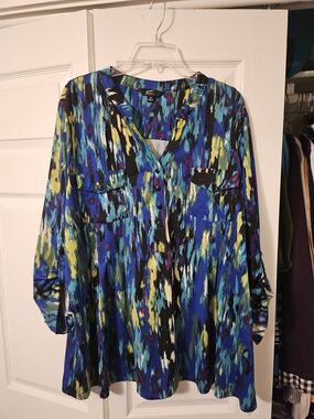 Vibrant Blue Abstract Print Blouse